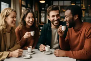Bere caffè al bar con amici: il rituale quotidiano che rafforza legami ed empatia
