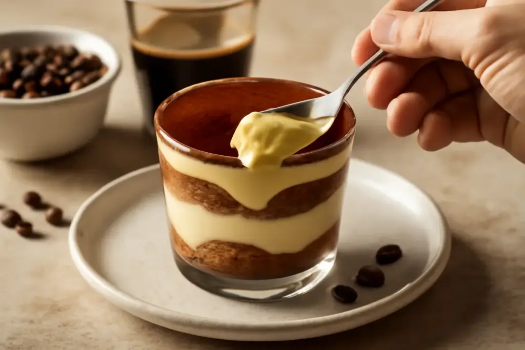 Tiramisù monoporzione al caffè: il passaggio che esalta la morbidezza della crema